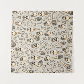 スケルトンDoodles:ヴィンテージテキスタイルパターン。 タペストリー (正面(横))