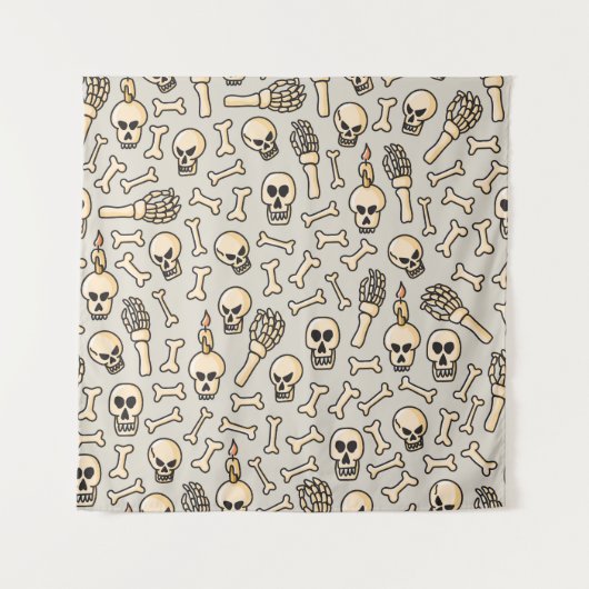 スケルトンDoodles:ヴィンテージテキスタイルパターン。 タペストリー (正面)