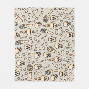 スケルトンDoodles:ヴィンテージテキスタイルパターン。 フリースブランケット