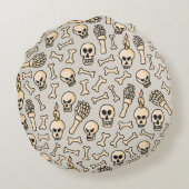 スケルトンDoodles:ヴィンテージテキスタイルパターン。 ラウンドクッション (裏面)