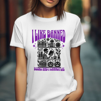 スケルトンI読禁書ブックハロウィーン Tシャツ