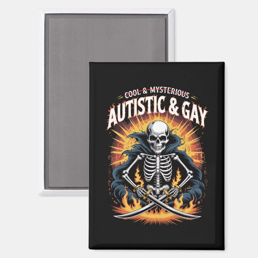 スケルトンNotクールと神秘的な自閉症ゲイ マグネット (正面/裏面)
