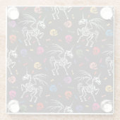 スケルトンPegasus:カラフルスカルパターン。 ガラスコースター (裏面)