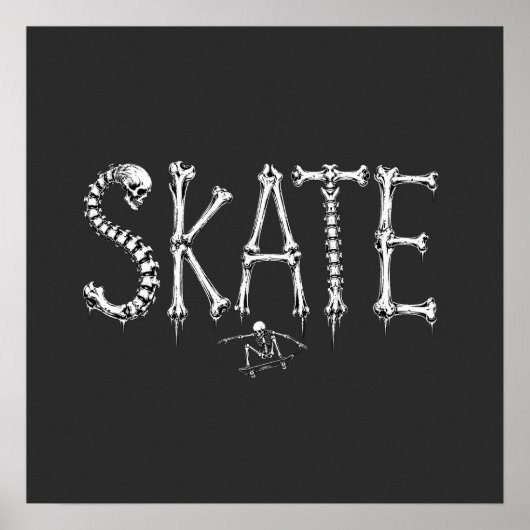 スケルトンSKATEホラー デザイン ポスター (正面)