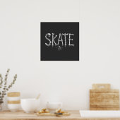 スケルトンSKATEホラー デザイン ポスター (キッチン)