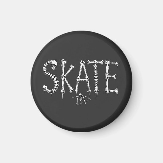 スケルトンSKATEホラー デザイン マグネット (正面)