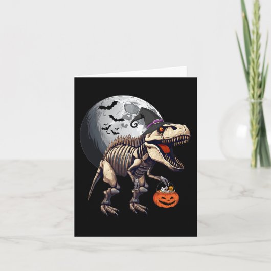 スケルトンTレックス恐竜面白いハロウィンカボボ カード (正面)