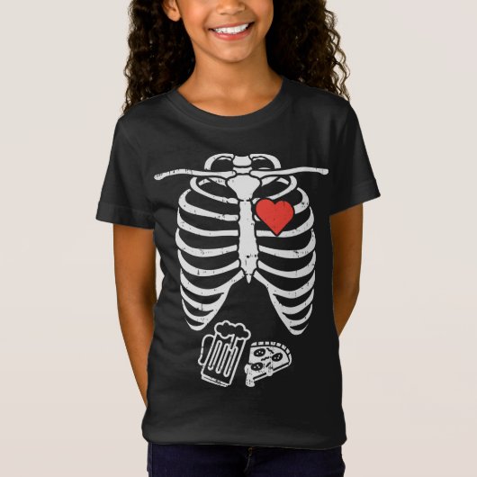 スケルトンX線ピザビアホークハロウィーン含浸 Tシャツ (正面)