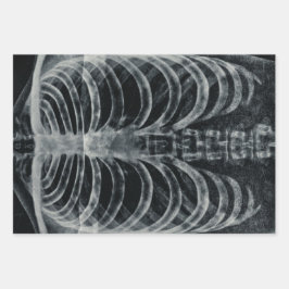 スケルトンX線リブケージヴィンテージ白黒ゴシック ラッピングペーパーシート