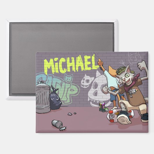 スケーおもしろいタボードグラフィティという名前を付けた猫たち マグネット (正面/裏面)