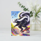 スケーおもしろいトボーディングスカンク喫煙 ポストカード (スタンド正面)