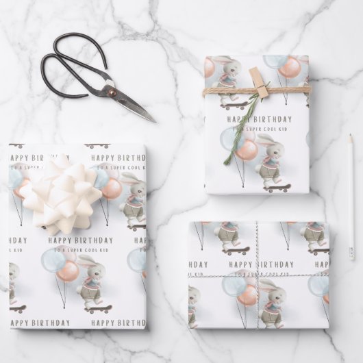 スケーカッコいいタボードラッピングシートのキッドバニー ラッピングペーパーシート (正面)