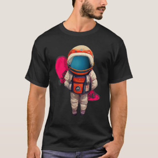 スケーカッコいいボード付き宇宙飛行士のポーズをとる Tシャツ