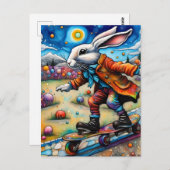 スケーカラフルトボーディングウサギ ポストカード (正面/裏面)