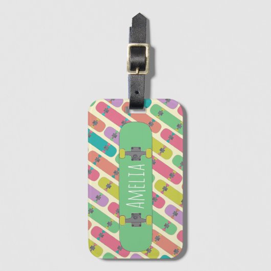 スケーカラフルボードのパタパーソナライズされたーン ラゲッジタグ (正面縦)