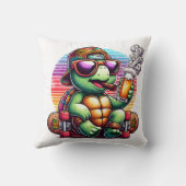 スケークールボードで飲み物を楽しむ亀 クッション (裏面)