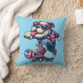 スケークールボード上のブリティッシュブルドッグ クッション (ブランケット)