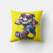 スケークールボード上のブリティッシュブルドッグ クッション (裏面)