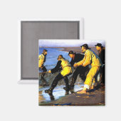 スケーゲンの北ビーチで網を引く漁師 マグネット (正面/裏面)