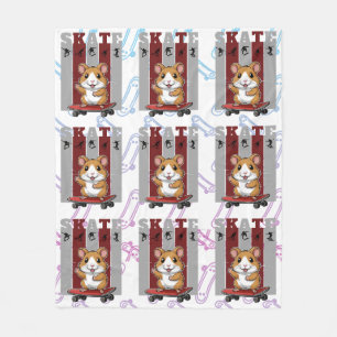 スケーターかわいいハムスターパターン フリースブランケット
