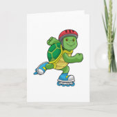 スケーターとしてインラインスケートとヘルメットを着用したカメ カード (正面)