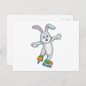 スケーターとしてインラインスケートを履くウサギ ポストカード (正面/裏面)
