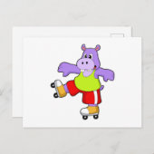 スケーターとしてインラインスケートを履くカバ ポストカード (正面/裏面)