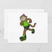 スケーターとしてインラインスケートを履くサル ポストカード (正面/裏面)