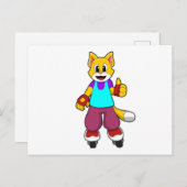 スケーターとしてインラインスケートを履く猫 ポストカード (正面/裏面)