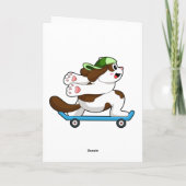 スケーターとして遊ぶ犬とスケートボード カード (裏面)