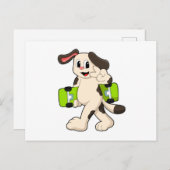 スケーターとして遊ぶ犬とスケートボード ポストカード (正面/裏面)