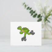 スケーターのカメ ローラースケート付き ポストカード (スタンド正面)