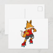 スケーターのキツネ ローラースケートで ポストカード (正面/裏面)