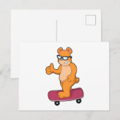 スケーターのクマとスケートボード ポストカード (正面/裏面)