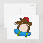 スケーターのモグラ　スケートボードとヘルメットで ポストカード (正面/裏面)