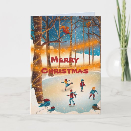 スケーターの池クリスマスカード サンキューカード (正面)