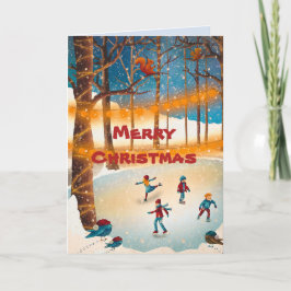 スケーターの池クリスマスカード サンキューカード
