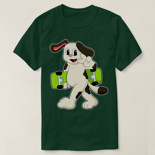 スケーターの犬とスケートボード1 Tシャツ (デザイン正面)