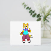 スケーターの猫 - インラインスケート ポストカード (スタンド正面)