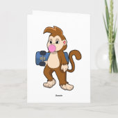 スケーターの猿とスケートボード カード (裏面)