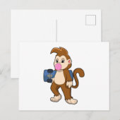 スケーターの猿とスケートボード ポストカード (正面/裏面)