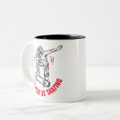 スケーターは空中で行う、むしろスケートで滑る ツートーンマグカップ (正面左)