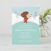 スケーターガールアイススケートで滑る誕生日パーティーの招待 招待状 (スタンド正面)