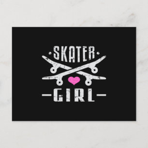スケーターガールスケートボードスケートで滑るSk8スケートギフトアイディア ポストカード