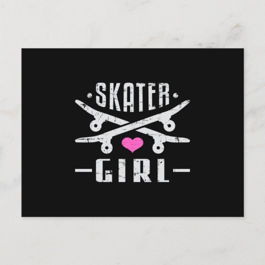 スケーターガールスケートボードスケートで滑るSk8スケートギフトアイディア ポストカード (正面)
