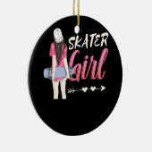 スケーターガールスケートボードスケートボードスケートで滑る セラミックオーナメント (右)