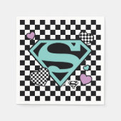 スケーターガールスーパーガールハートSシールド スタンダードカクテルナプキン (正面)