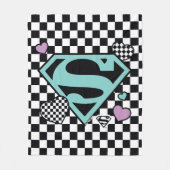 スケーターガールスーパーガールハートSシールド フリースブランケット (正面)