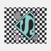 スケーターガールスーパーガールハートSシールド フリースブランケット (正面(横))