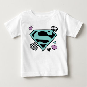 スケーターガールスーパーガールハートSシールド ベビーTシャツ